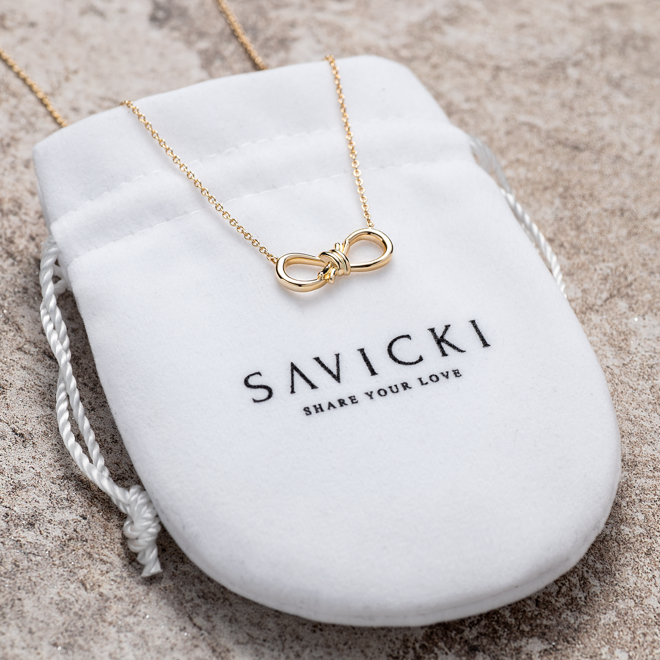Naszyjnik celebrytka nieskończoność Savicki: srebrny pozłacany - 3