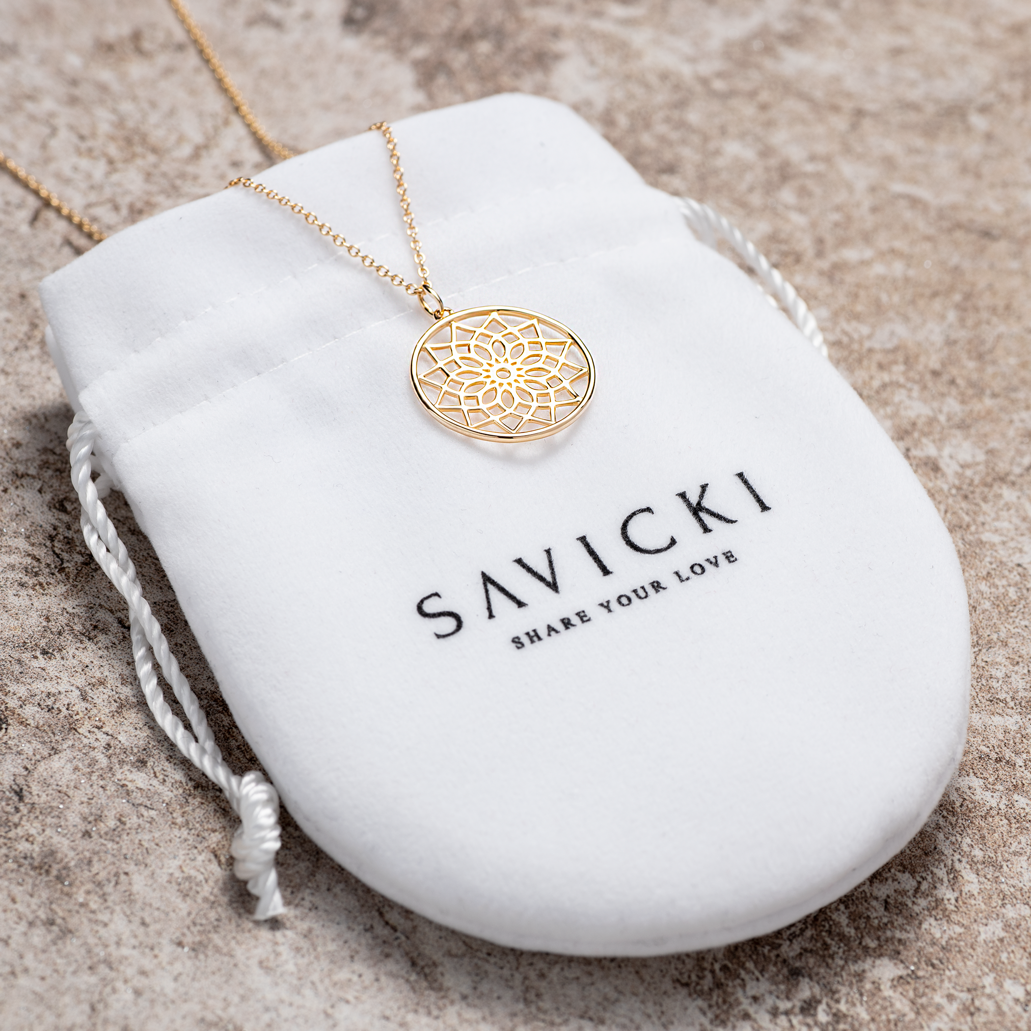 Naszyjnik celebrytka łapacz snów Savicki: srebrny pozłacany - 3