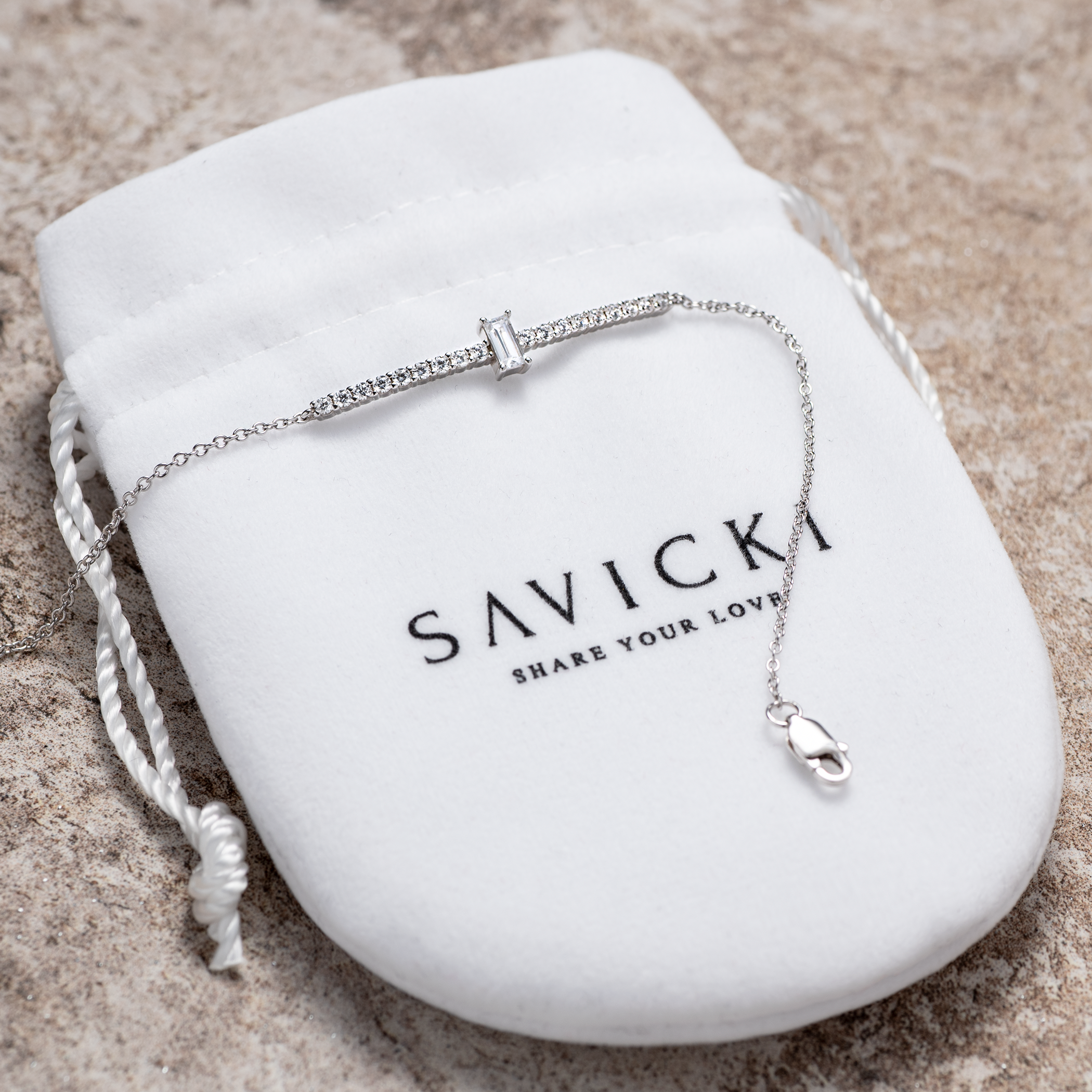 Armband Kette mit Anhänger  Savicki: Silber, Zirkonia - 3