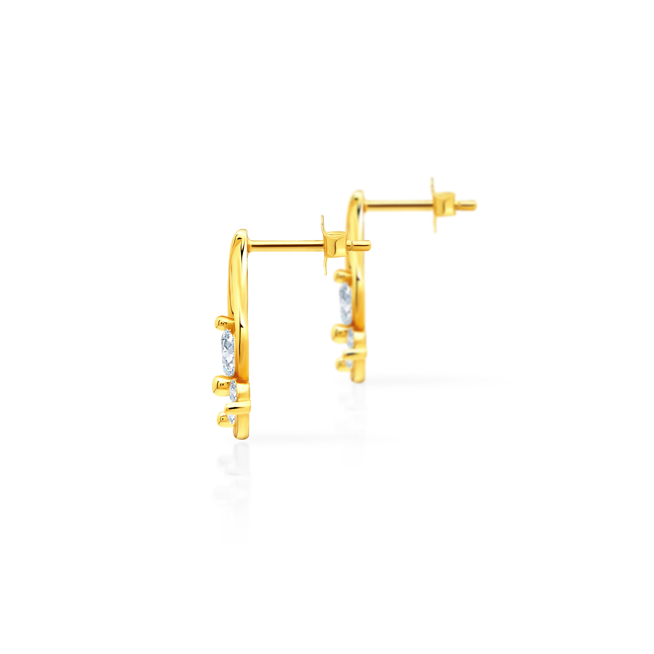 Kolczyki kwiatki Savicki: srebrne pozłacane, cyrkonie - 3