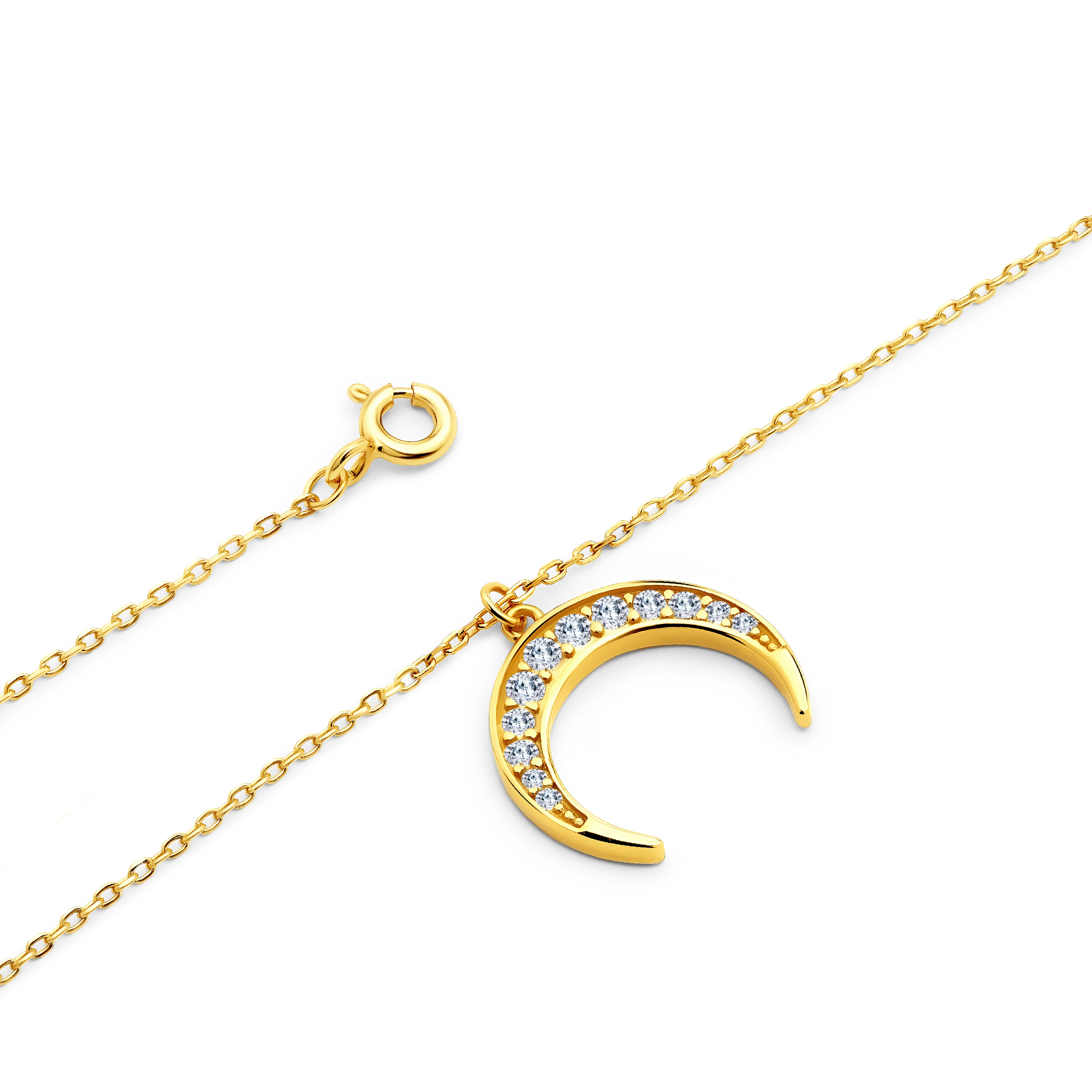 Bransoletka księżyc Savicki: srebrna pozłacana, cyrkonie - 3