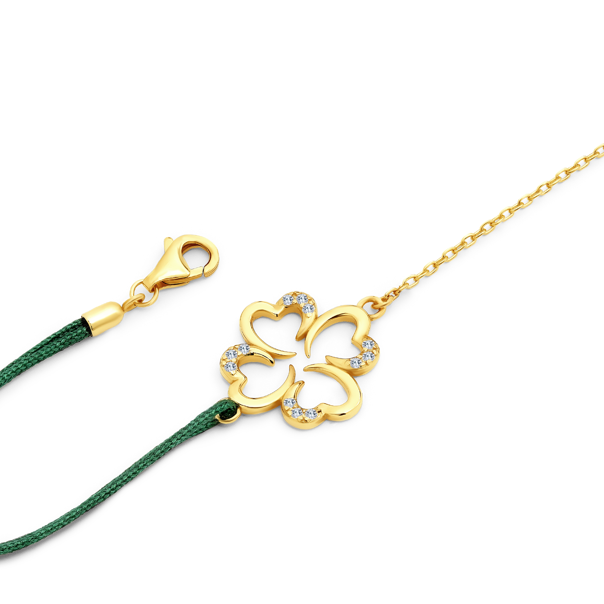 Bransoletka koniczynka Savicki: srebrna pozłacana, cyrkonie - 3