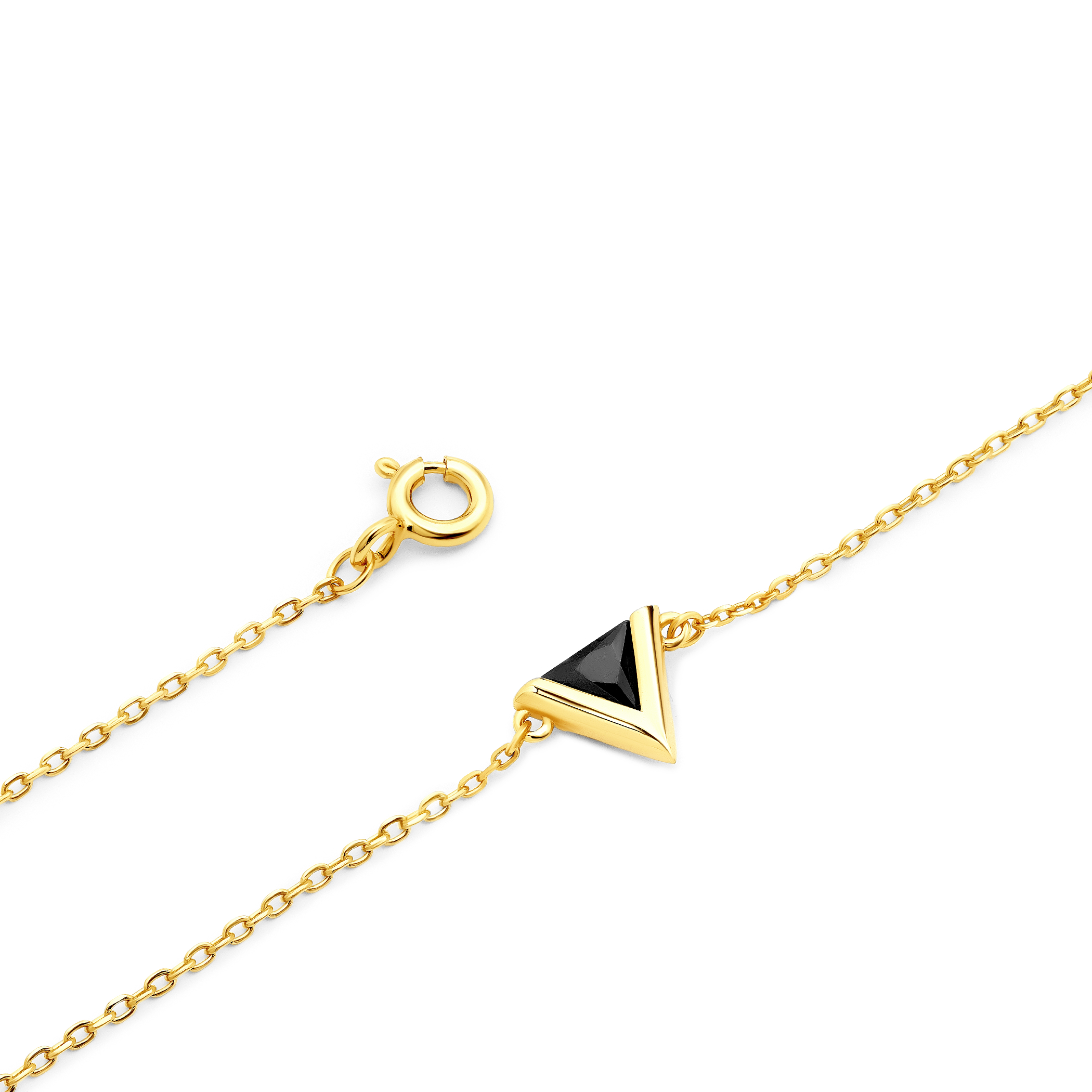 Bransoletka celebrytka trójkąt Savicki: srebrna pozłacana, cyrkonia - 3