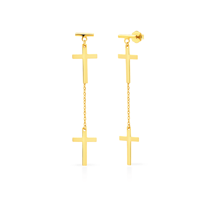 SAVICKI cross earrings: gold-plated silver