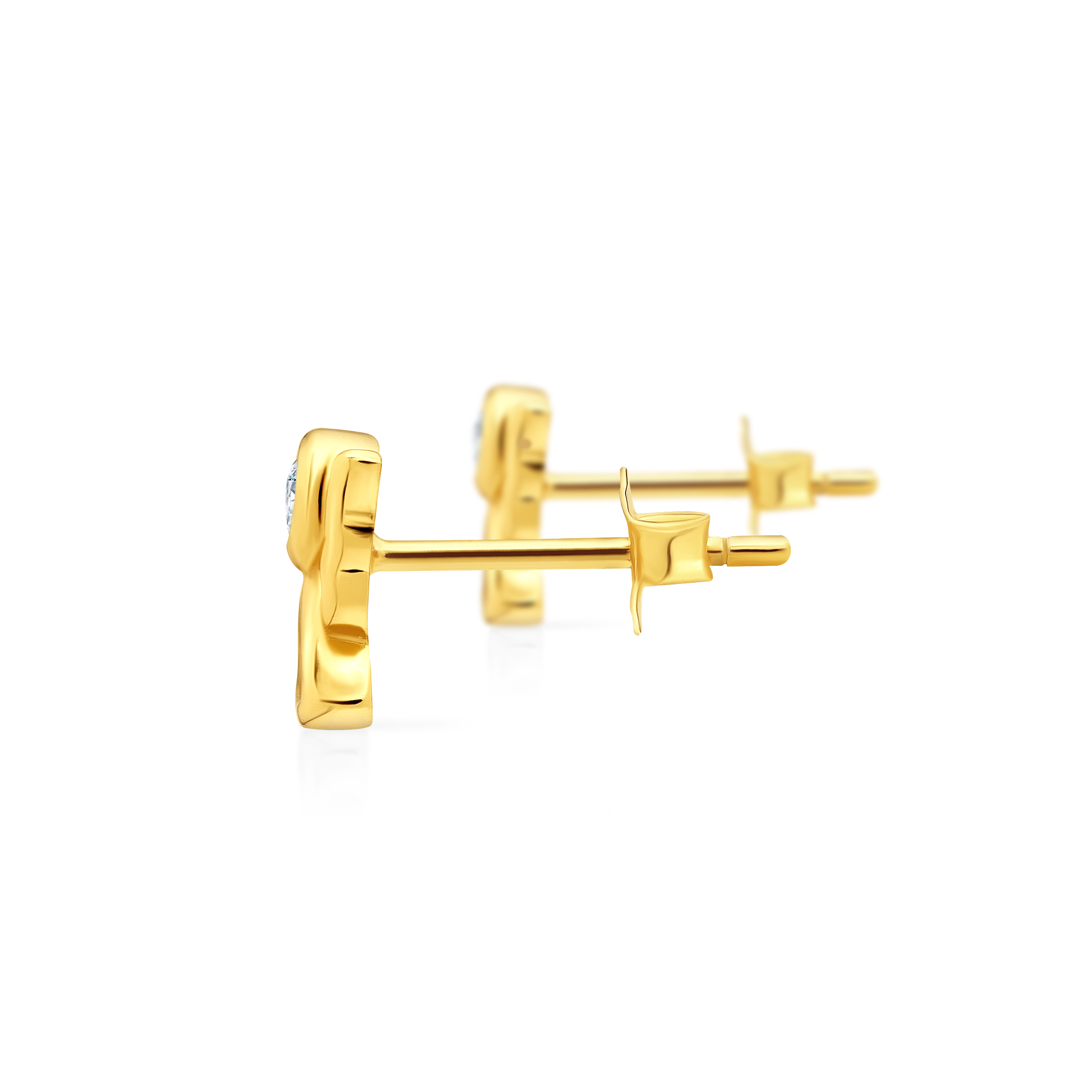 Kolczyki aniołki Savicki: srebrne pozłacane, cyrkonie - 3