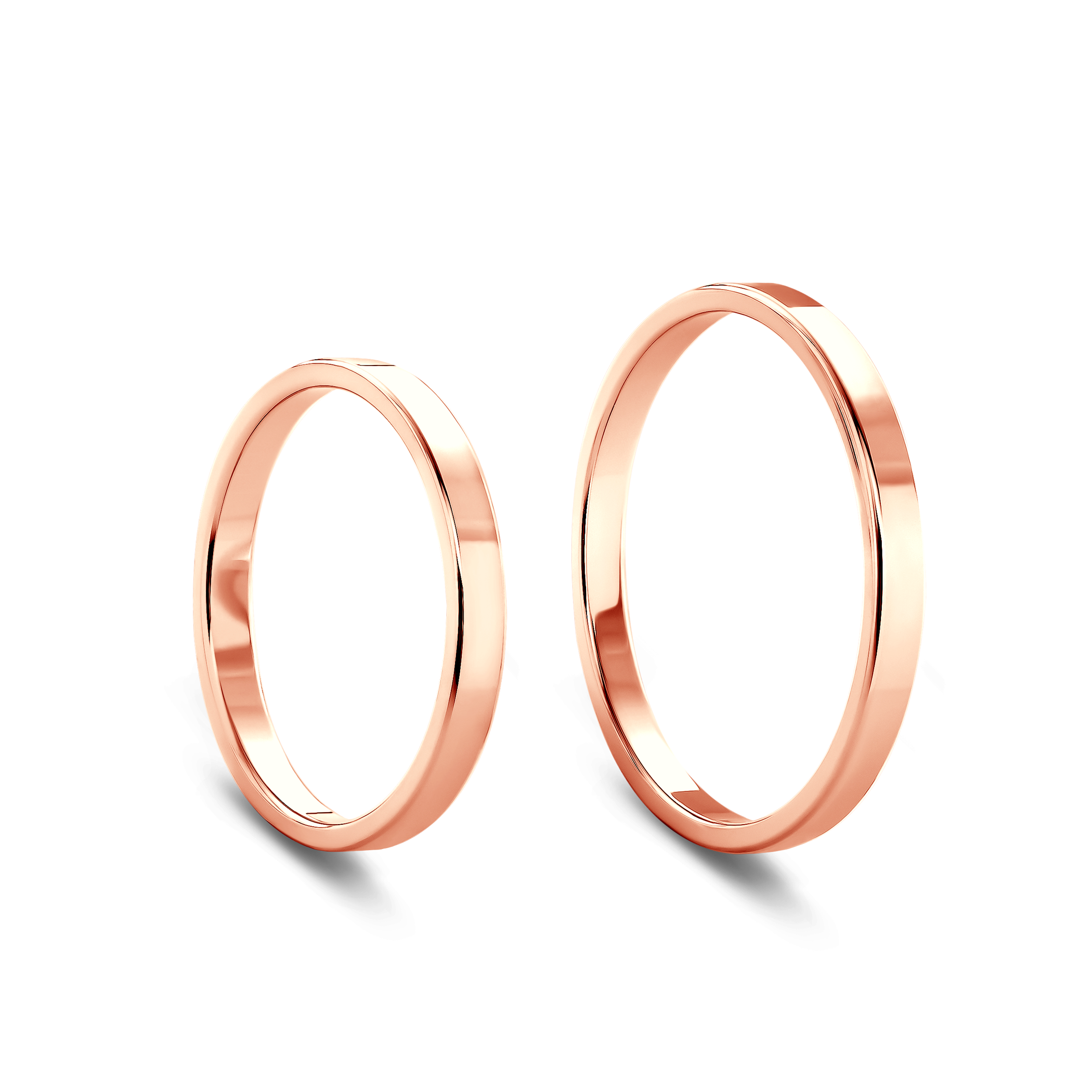 Obrączki ślubne: różowe złoto, płaskie, 2 mm