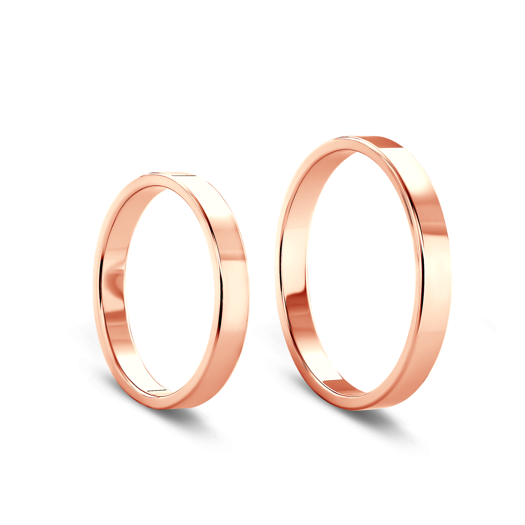 Obrączki ślubne: różowe złoto, płaskie, 3 mm