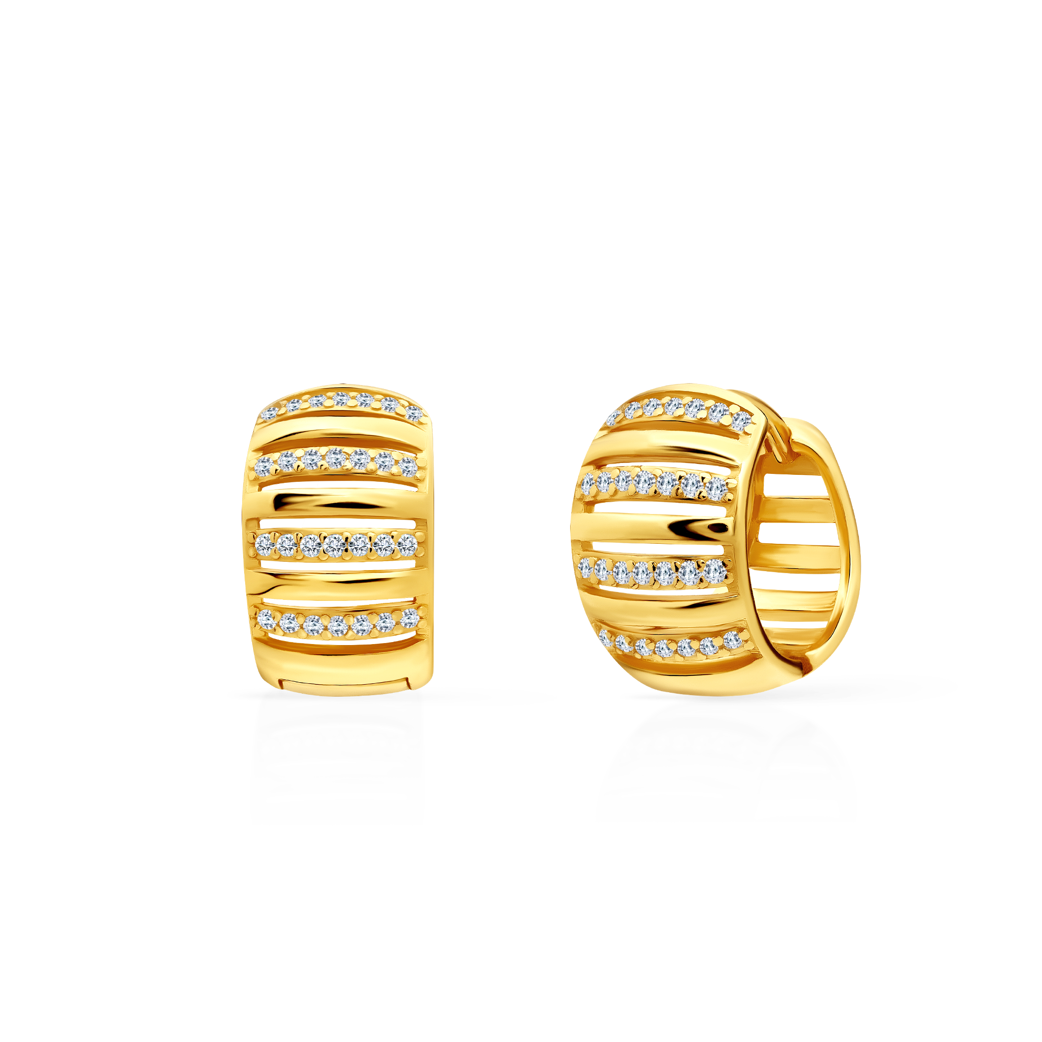 Kolczyki koła Savicki: srebrne pozłacane, cyrkonie