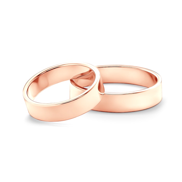 Obrączki ślubne: różowe złoto, płaskie, 5 mm