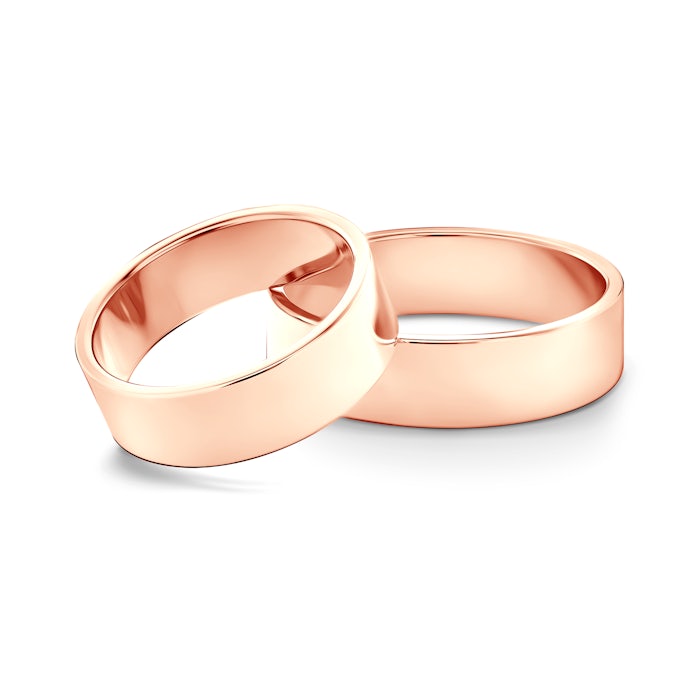 Wedding Rings: rose gold, Flat Shaped, 6 mm