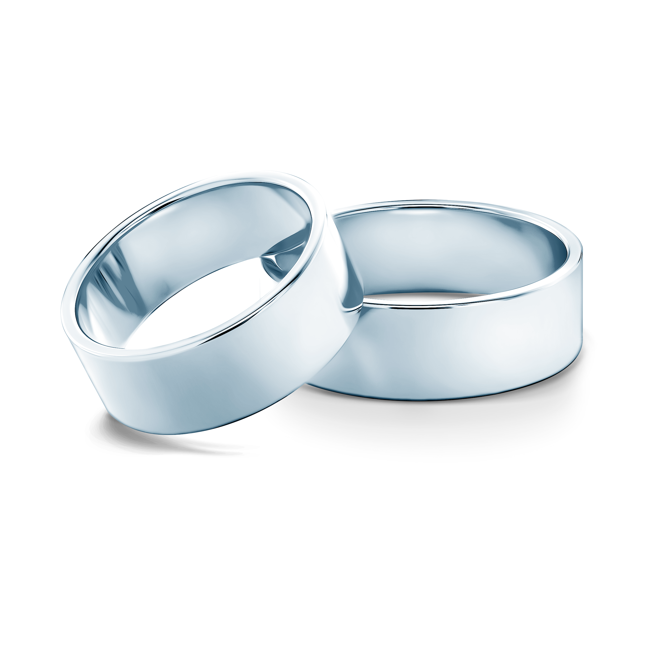 Snubní prsteny: bílé zlato, ploché, 7 mm