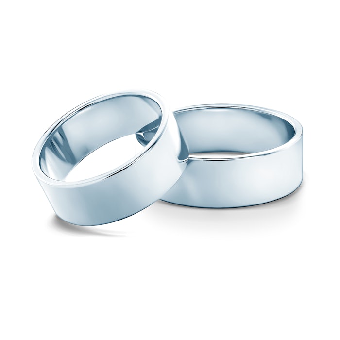 Obrączki ślubne: białe złoto, płaskie, 7 mm