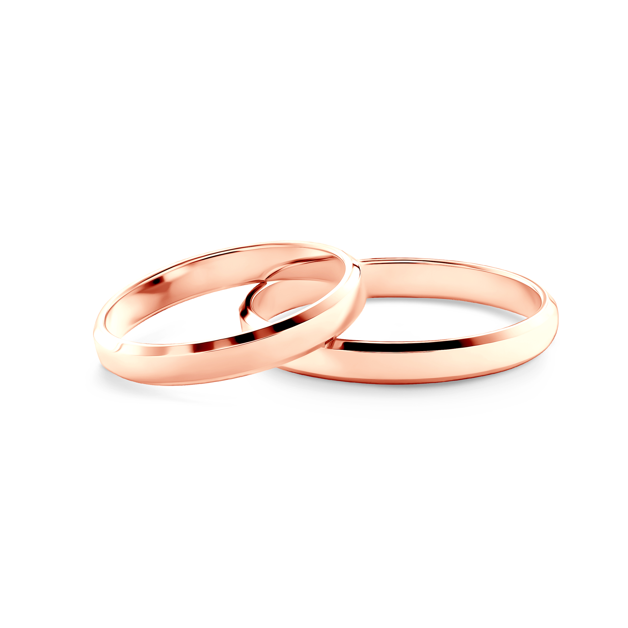 Obrączki ślubne: różowe złoto, z fazą, 3 mm