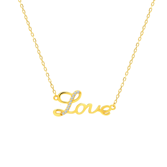 Savicki LOVE necklace: gold-plated silver, cubic zirconia