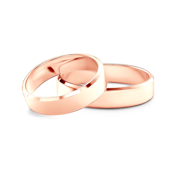 Obrączki ślubne: różowe złoto, z fazą, 5 mm