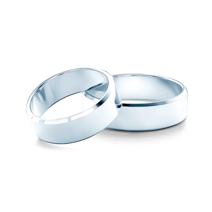 Obrączki ślubne: białe złoto, z fazą, 6 mm