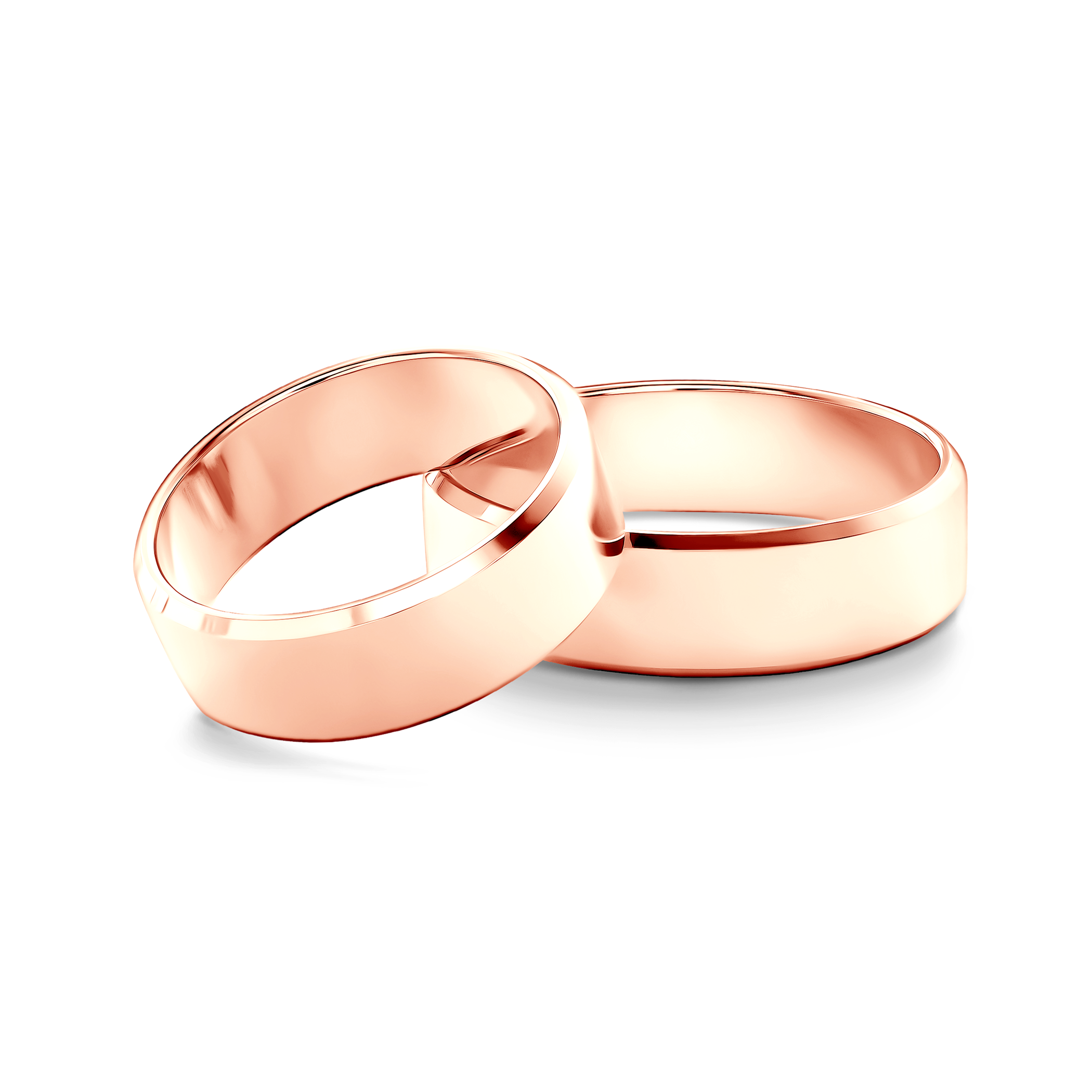 Obrączki ślubne: różowe złoto, z fazą, 6 mm