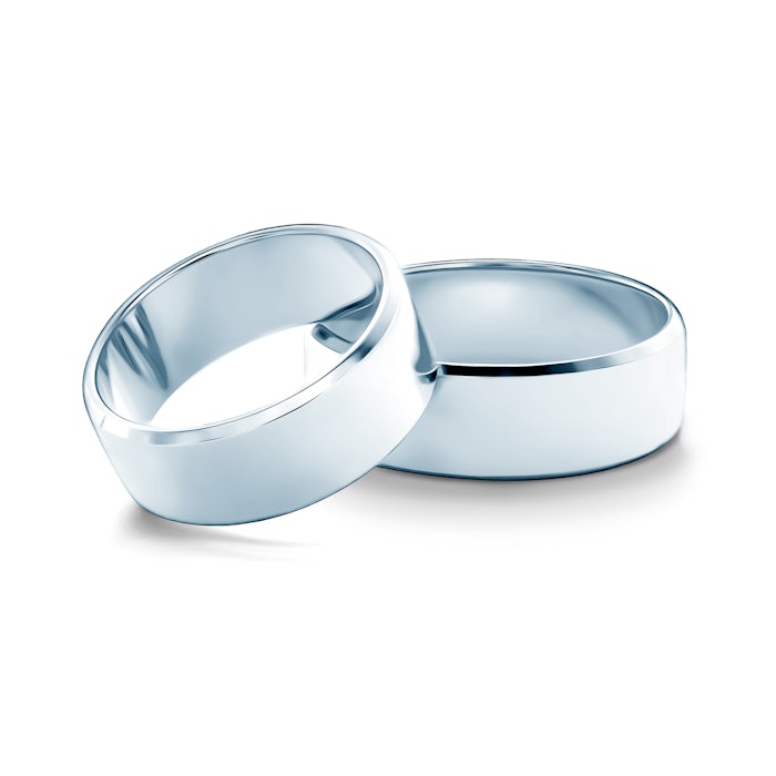 Snubní prsteny: bílé zlato, s drážkou, 7 mm