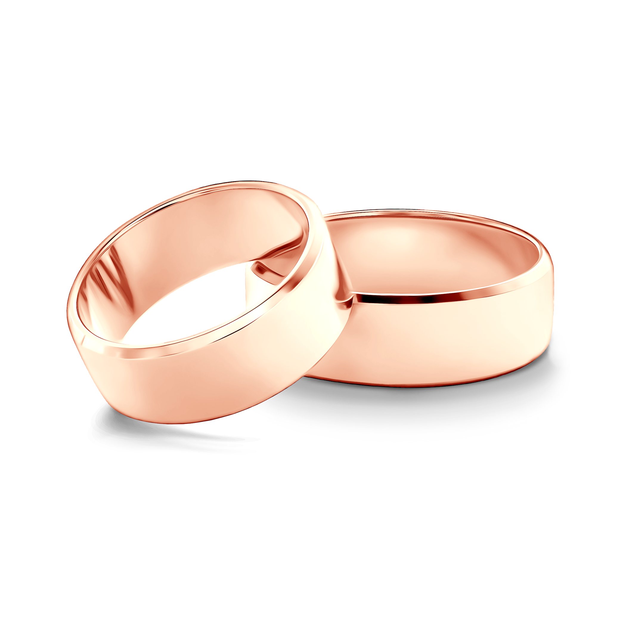 Obrączki ślubne: różowe złoto, z fazą, 7 mm