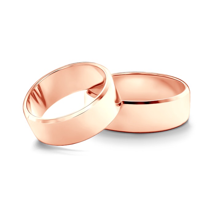 Obrączki ślubne: różowe złoto, z fazą, 7 mm