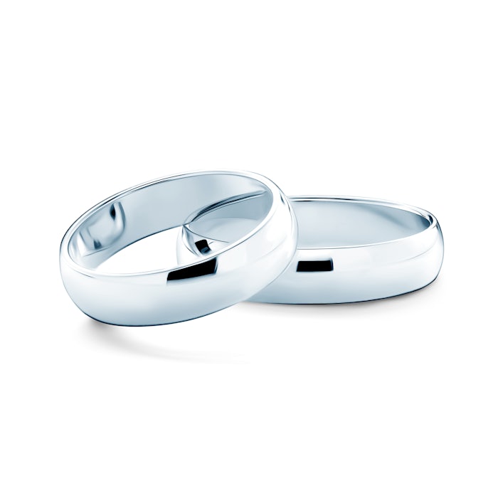 Wedding Rings: white gold, D-Shaped, 5 mm