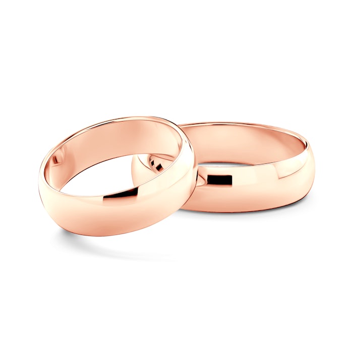 Snubní prsteny: růžové zlato, půlkulaté, 6 mm