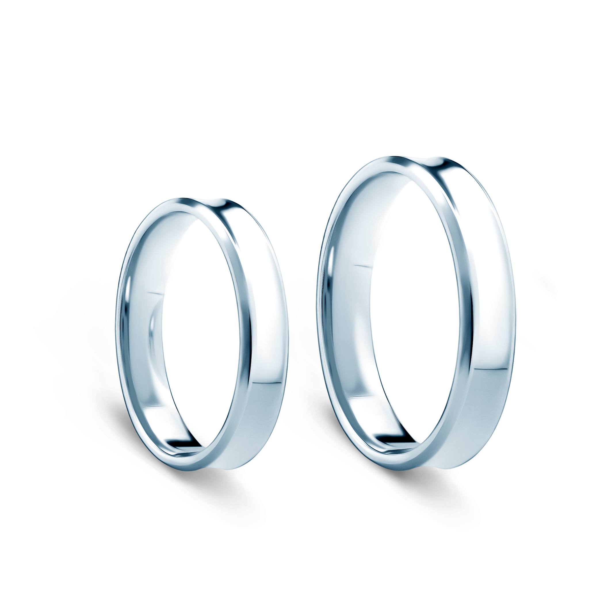 Obrączki ślubne: białe złoto, wklęsłe, 4 mm