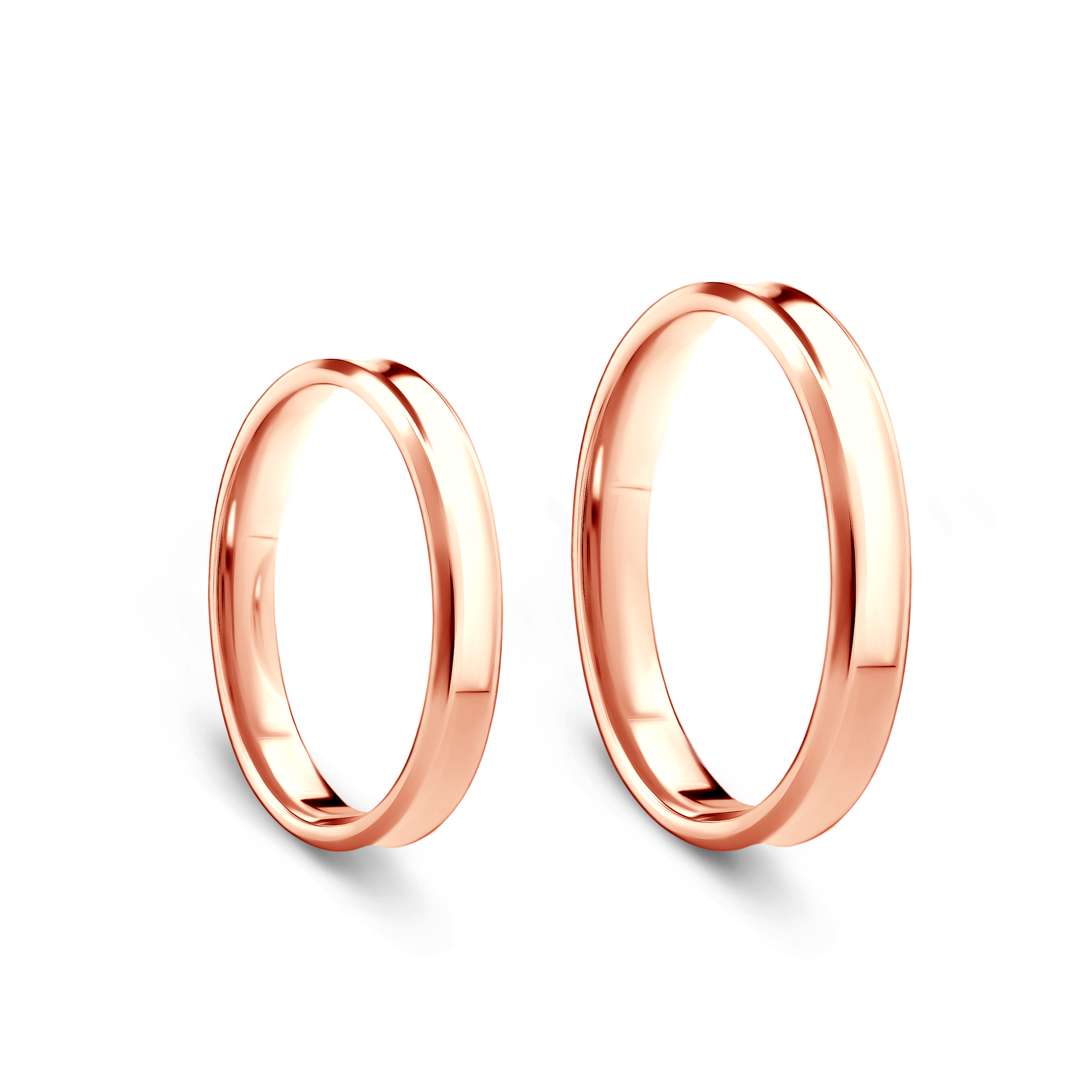 Eheringe: Roségold, Konkav, 3 mm
