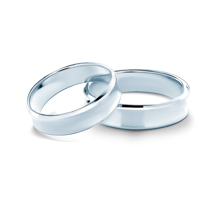 Snubní prsteny: bílé zlato, konkávní, 5 mm