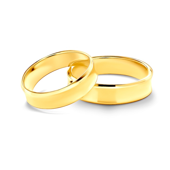 Wedding Rings: gold, Concaved, 5 mm