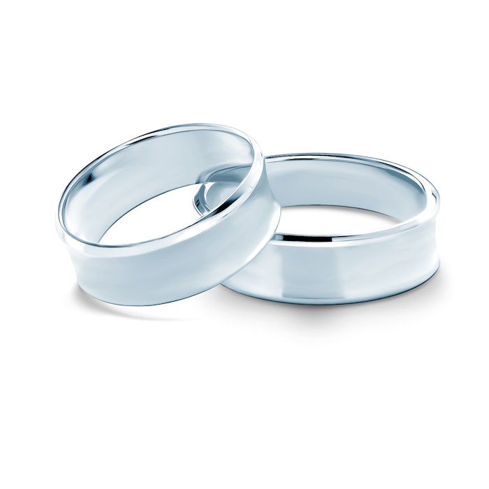 Wedding Rings: white gold, concaved, 6 mm