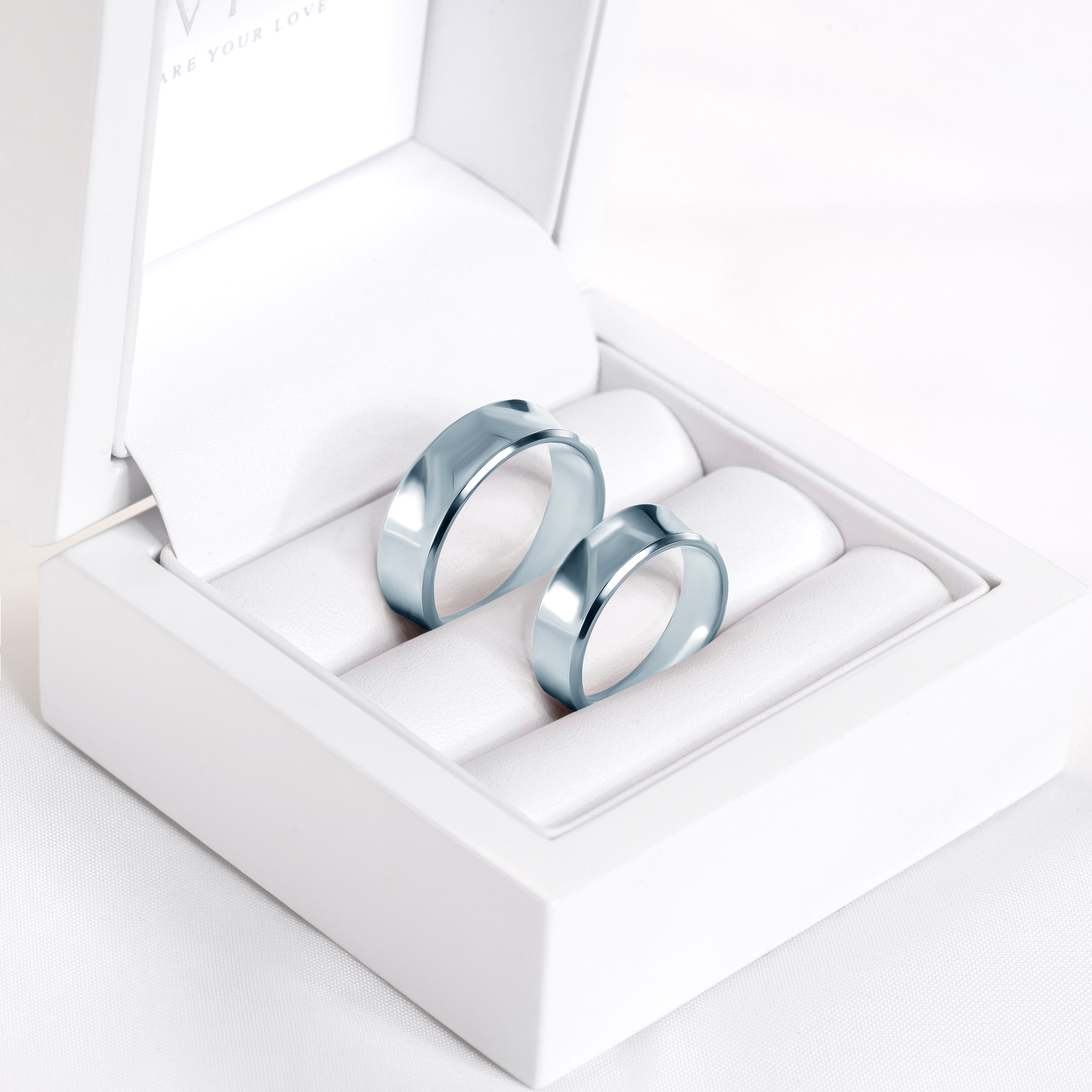 Eheringe: Weißgold, Konkav, 6 mm