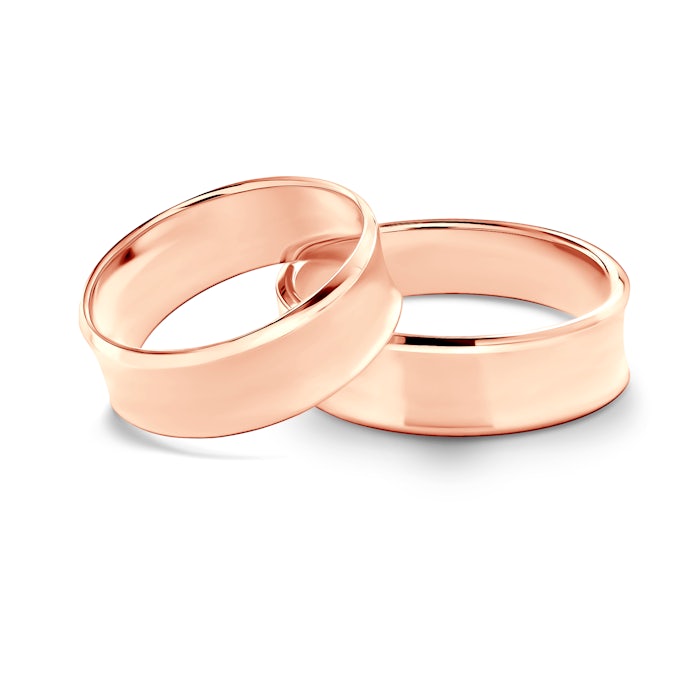 Wedding Rings: rose gold, Concaved, 6 mm