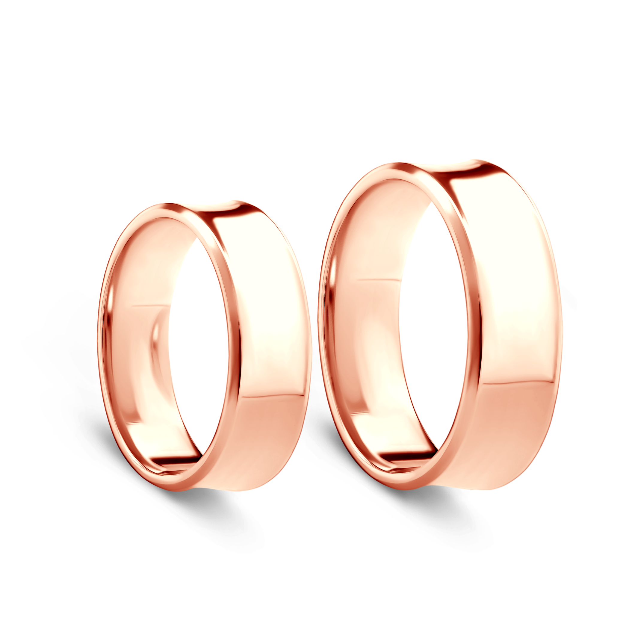 Obrączki ślubne: różowe złoto, wklęsłe, 7 mm