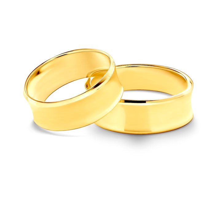 Wedding Rings: gold, Concaved, 7 mm