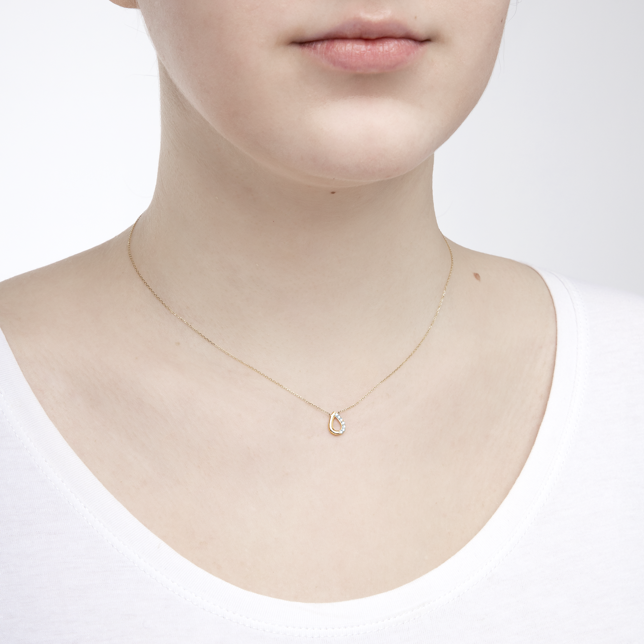 Naszyjnik łezka złoty 585 z białymi diamentami 0.04ct 42 cm - 4