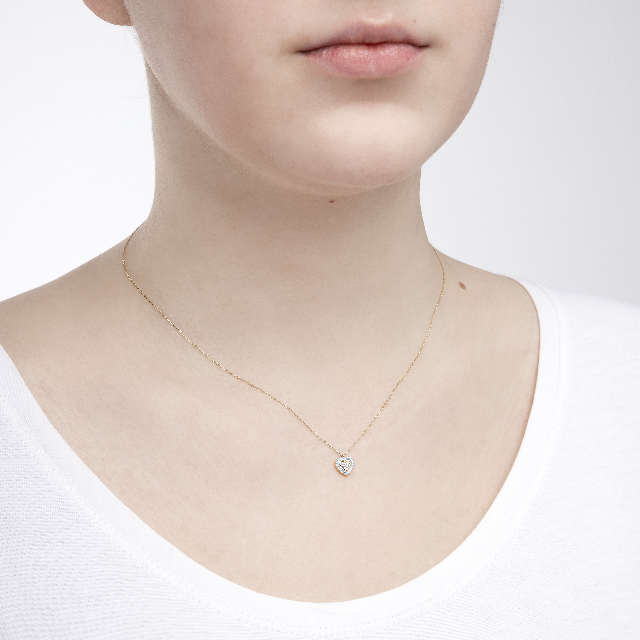 Naszyjnik serce Savicki: złoty, diamenty