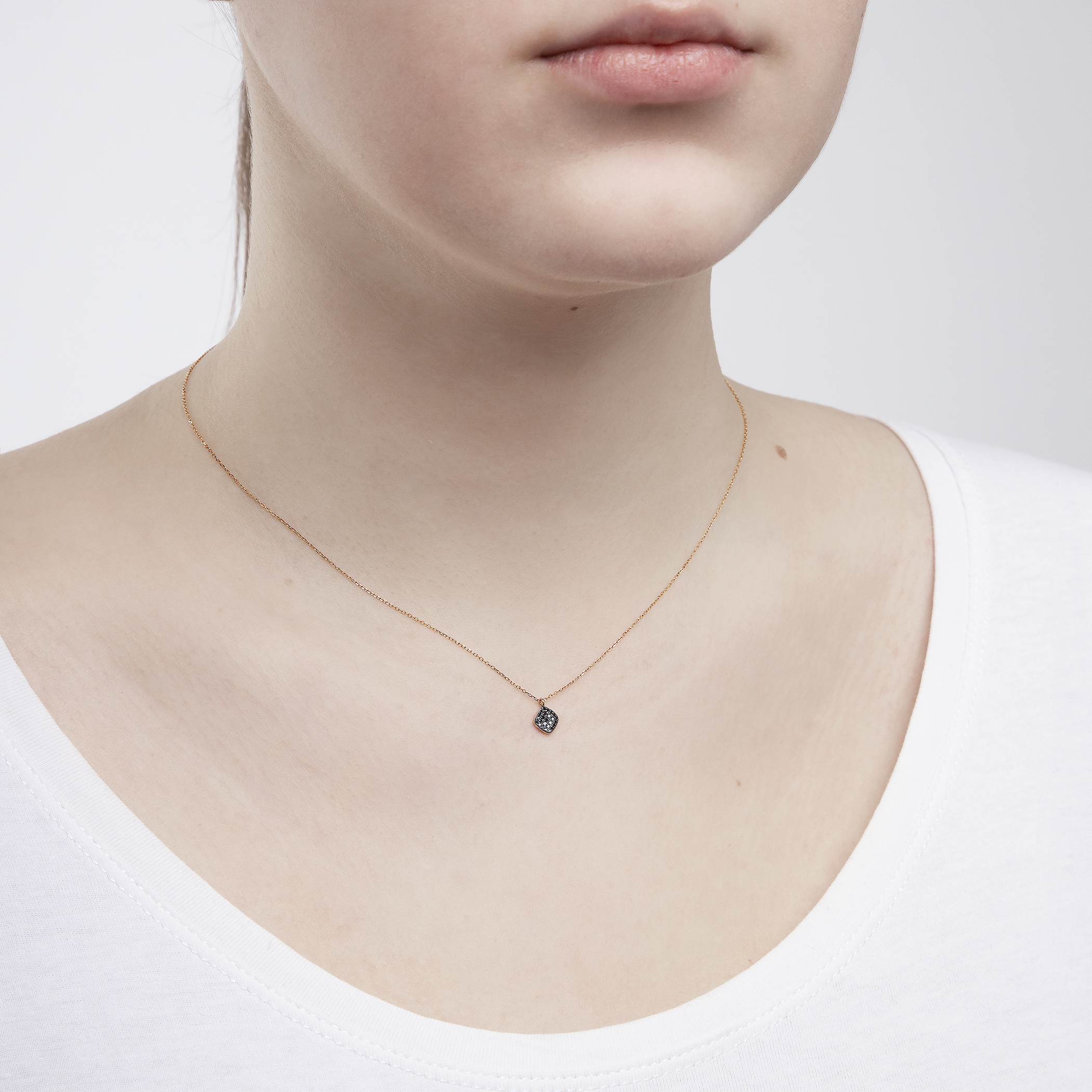 Naszyjnik Savicki: różowe złoto, czarne diamenty - 4