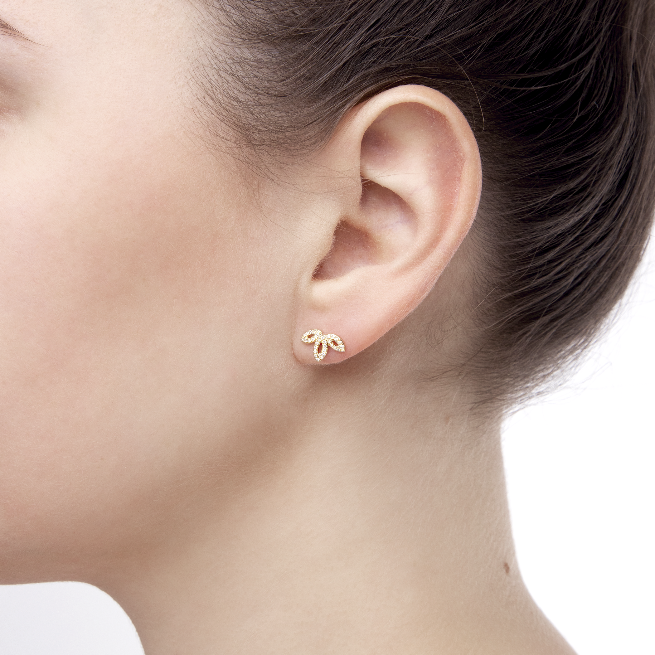 Kolczyki liść Savicki: złote, diamenty