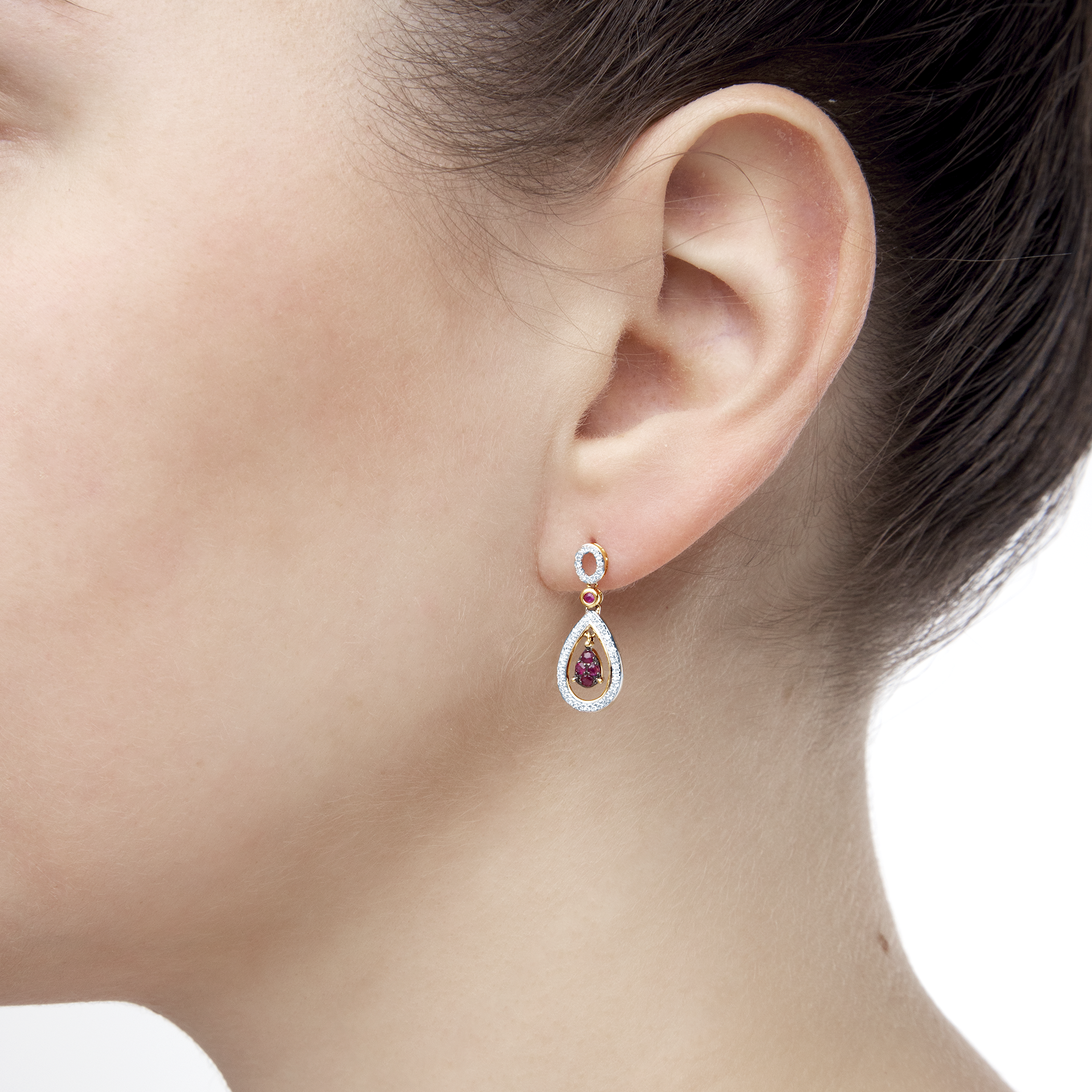 Kolczyki Savicki: złote, rubiny, diamenty