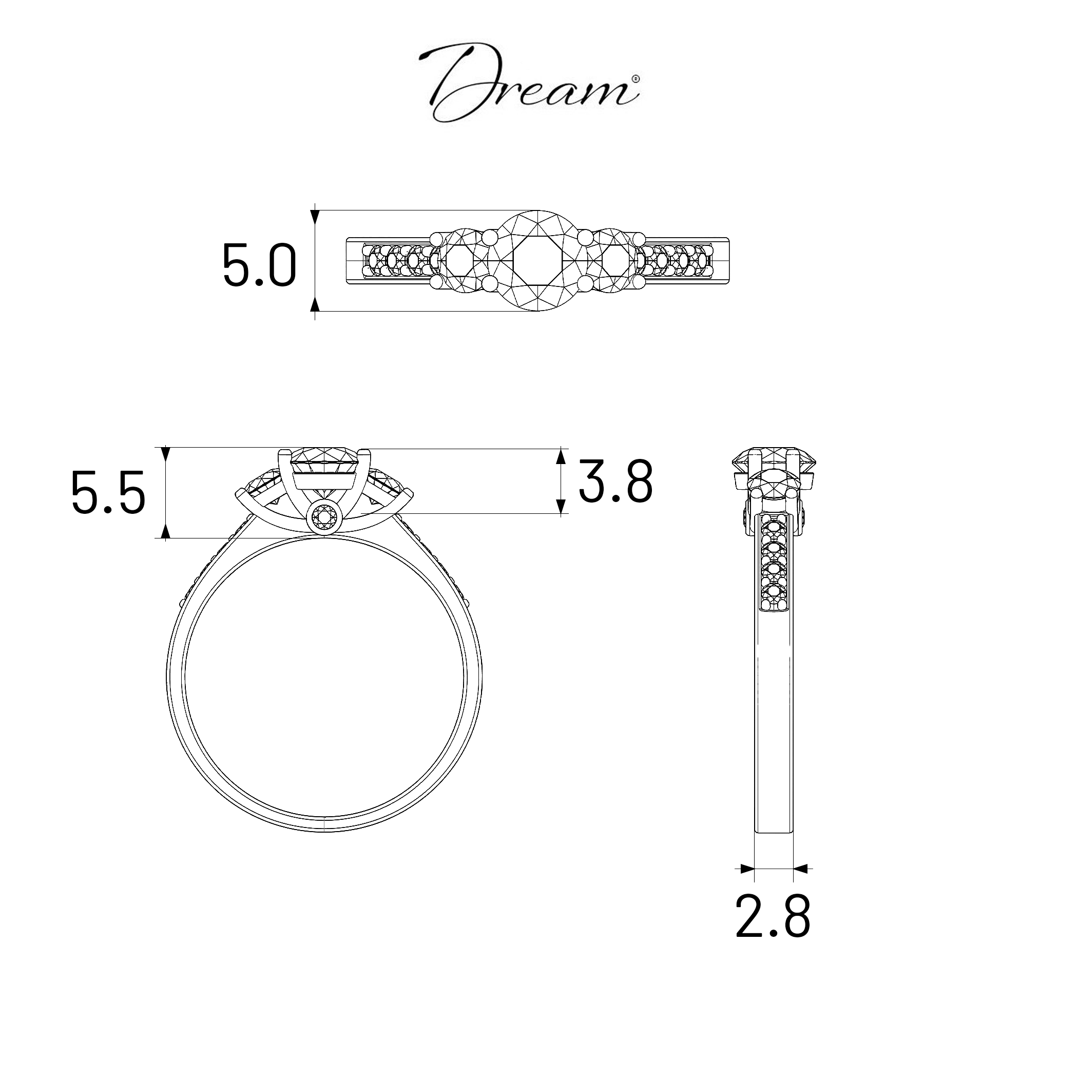 Pierścionek zaręczynowy Dream: białe złoto, akwamaryn 0,5 ct