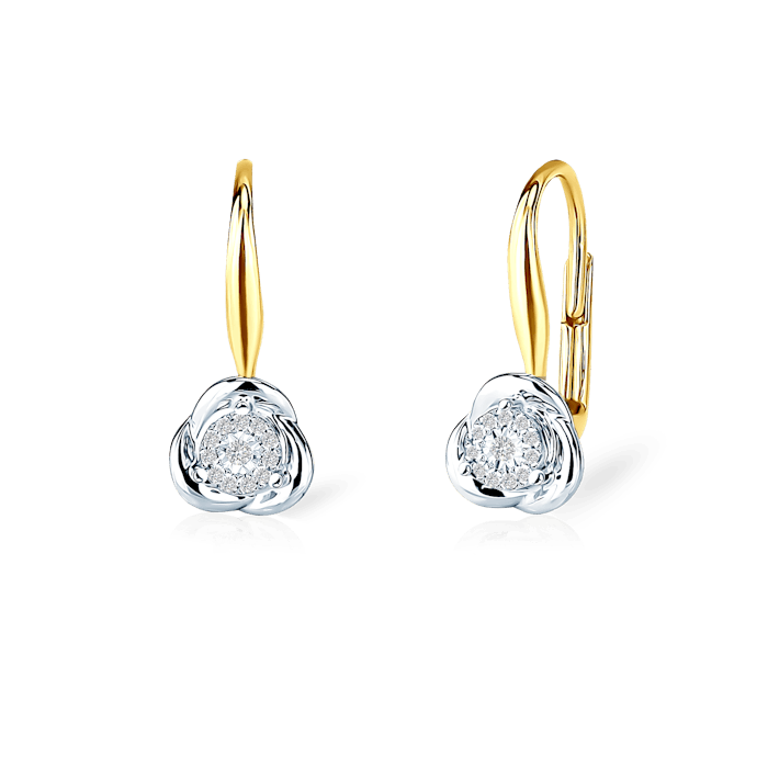 Náušnice SAVICKI: dvoubarevné zlato, diamanty