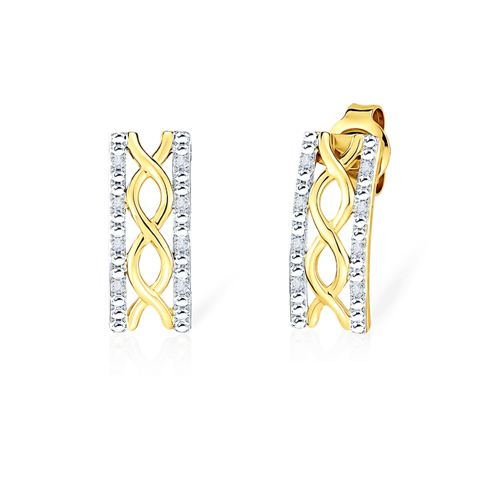 Náušnice SAVICKI: dvoubarevné zlato, diamanty