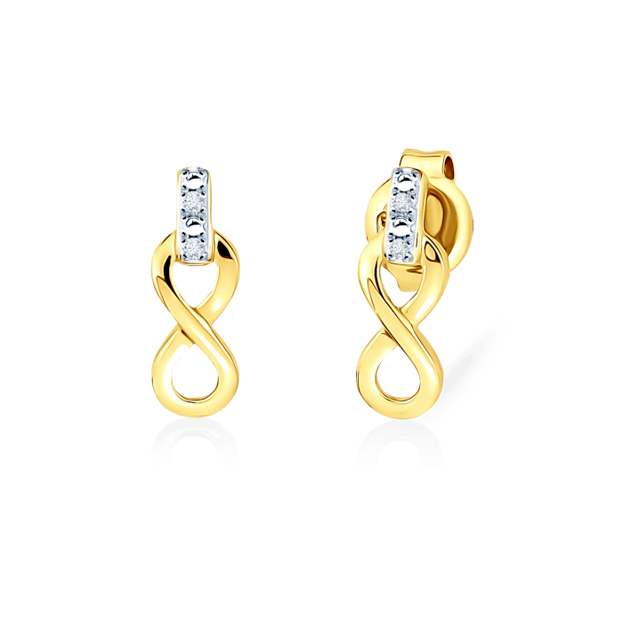 Kolczyki nieskończoność Savicki: złote, diamenty