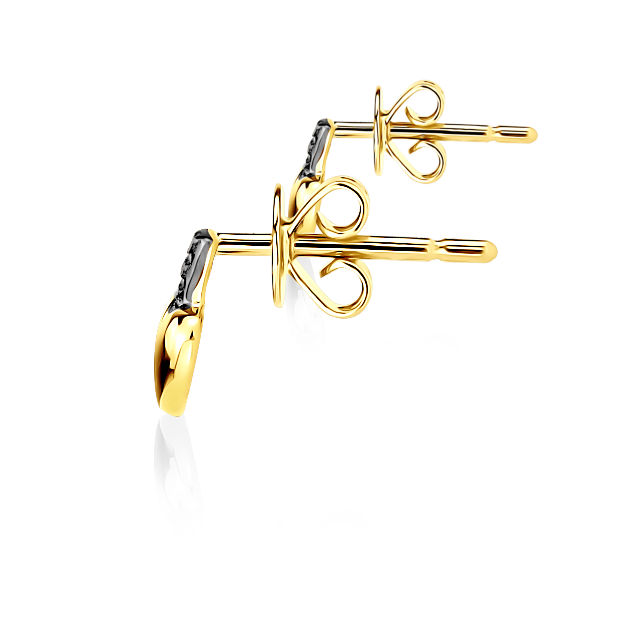 Kolczyki serca Savicki: złote, czarne diamenty