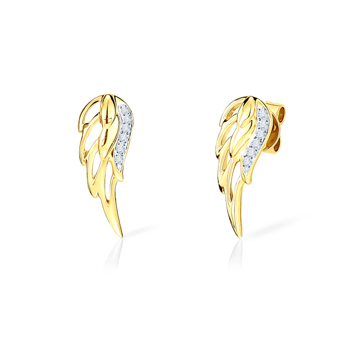 Kolczyki skrzydła Savicki: złote, diamenty