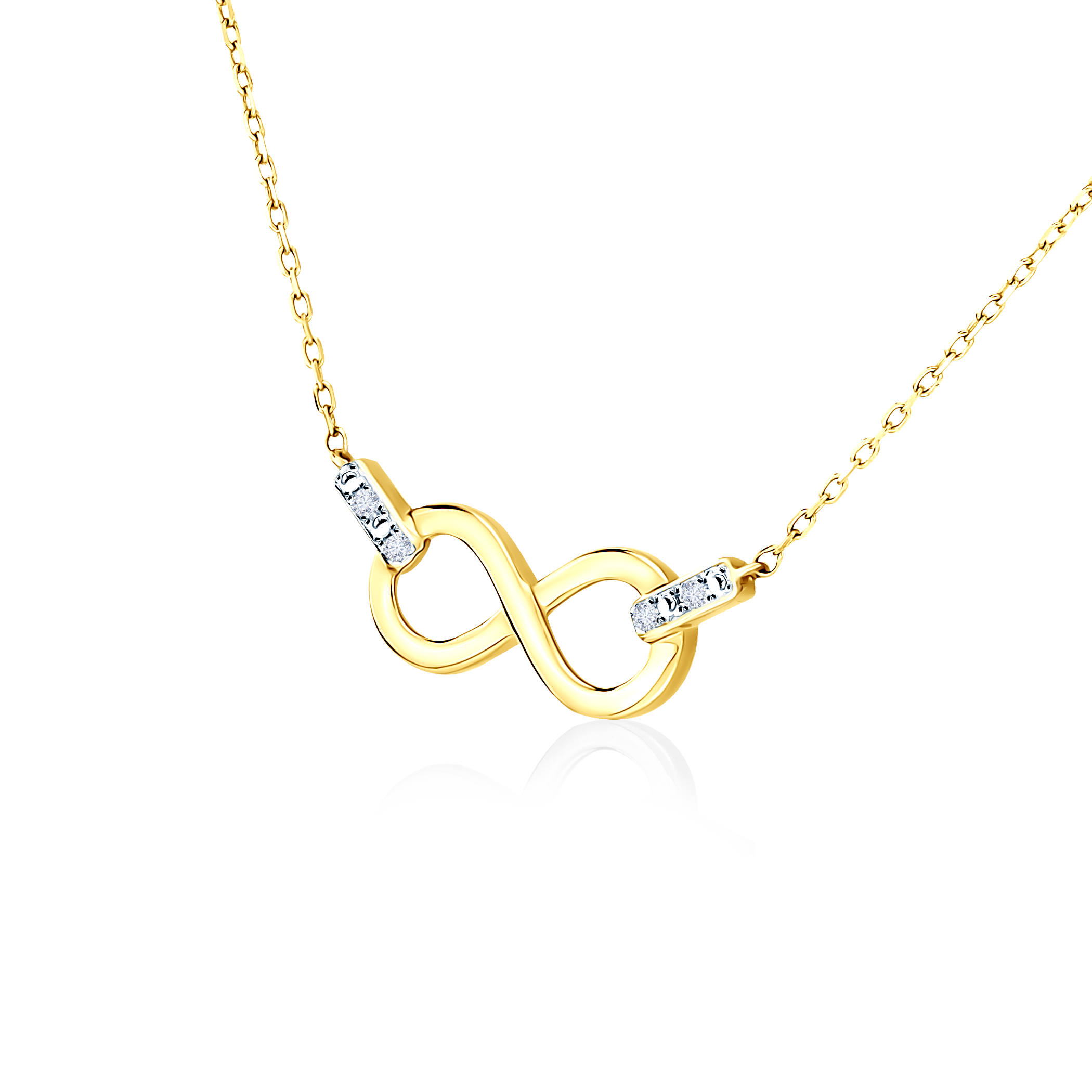 Naszyjnik złoty 585 z białymi diamentami 0.01ct 43 cm - 3