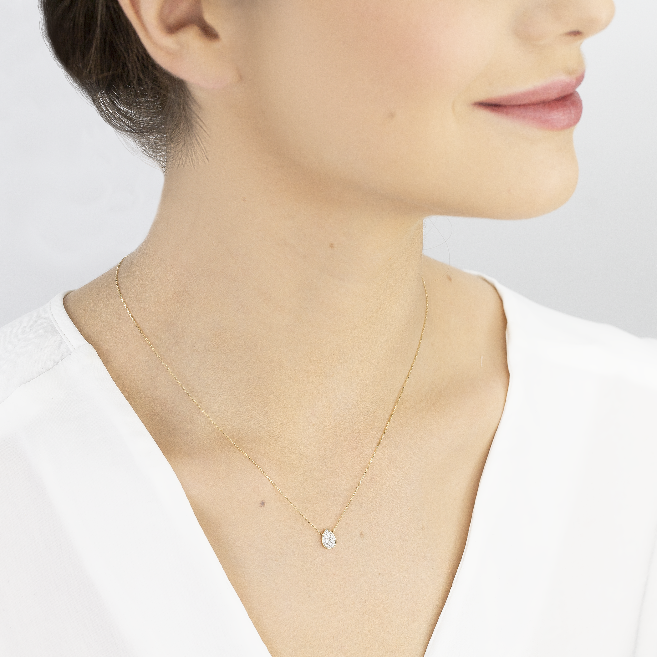 Naszyjnik łezka Savicki: złoty, diamenty - 4