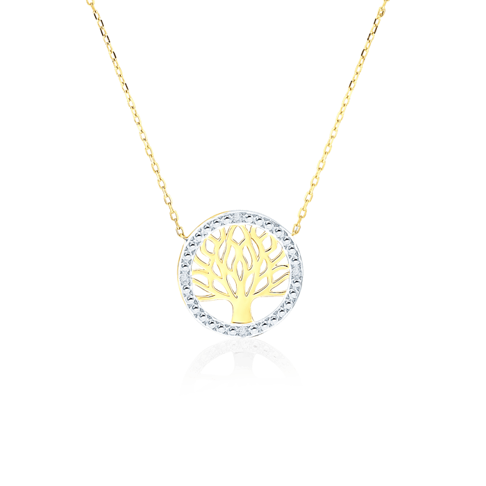 Naszyjnik drzewo życia Savicki: złoty, diamenty