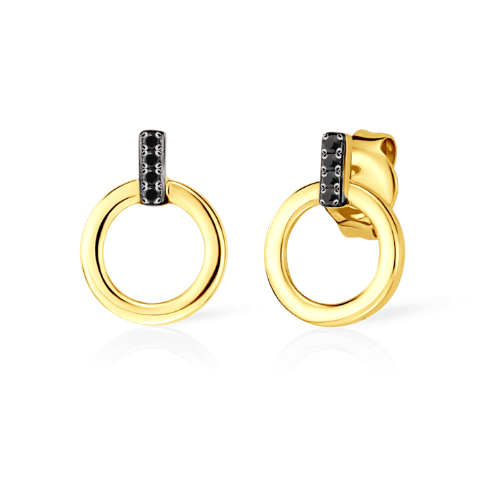 SAVICKI circle earrings: gold, black diamonds